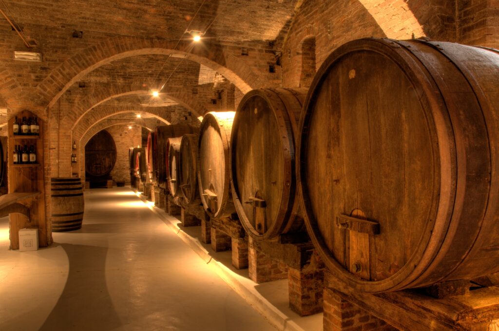 Wine cellar in Abbey of Monte Oliveto Maggiore in Tuscany