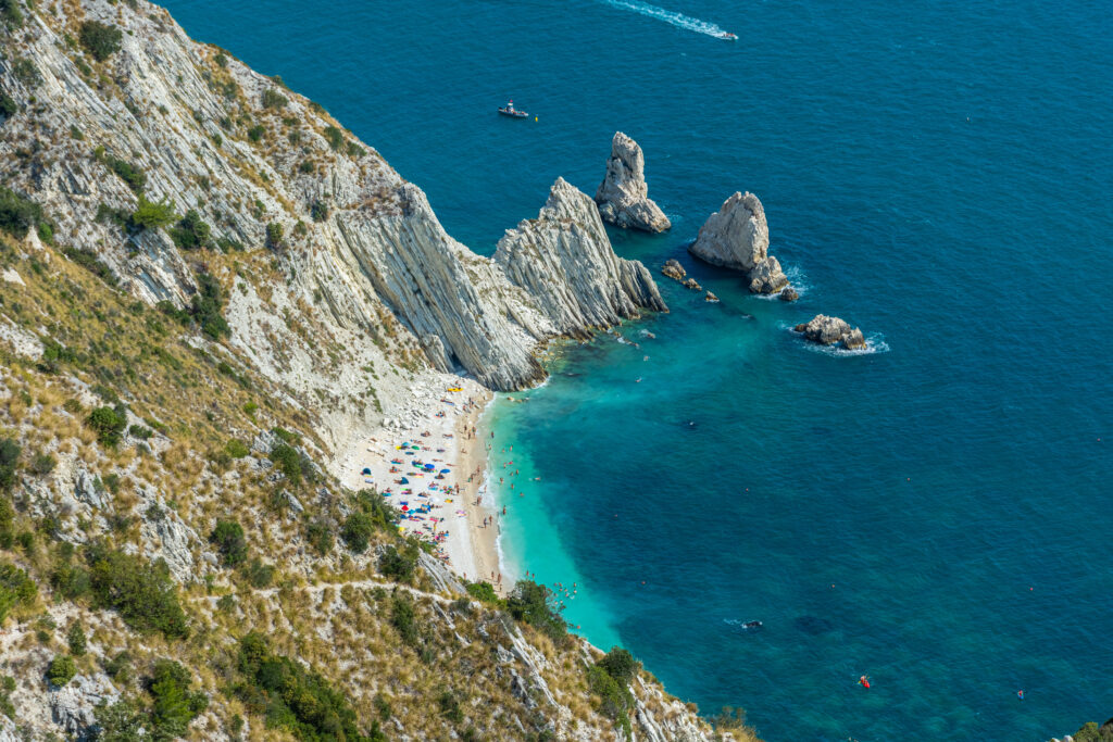 The Amazing Due Sorelle Beach at the Riviera del Conero in the Marches in Italy