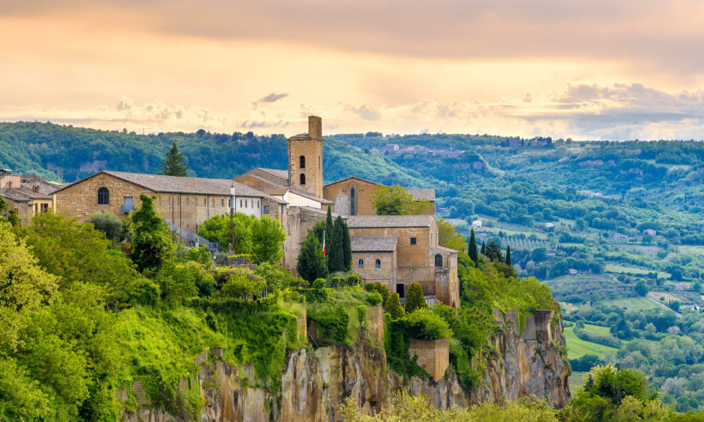 Amazing landscape with old town of Orvieto in the Umbria, central Italy