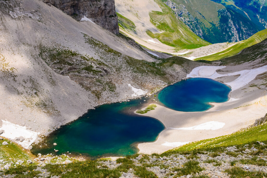 View of the Pilato's Lake near the peak of Mount Vettore in the Marches
