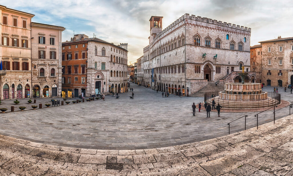 Panoramic view of Piazza IV Novembre in Perugia