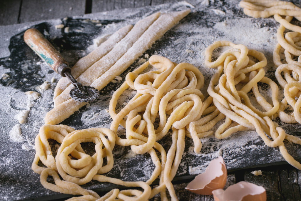 Fresh homemade pasta called Pici