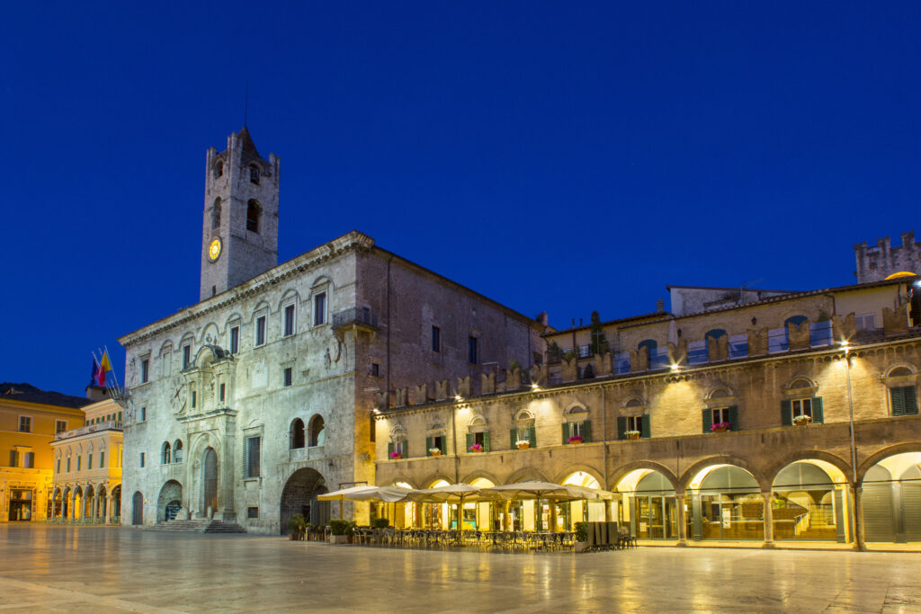 The beautiful town of Ascoli Piceno at night