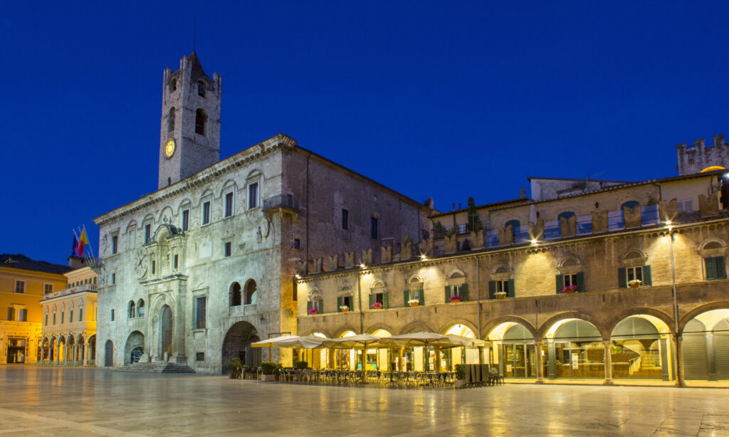 The beautiful town of Ascoli Piceno at night