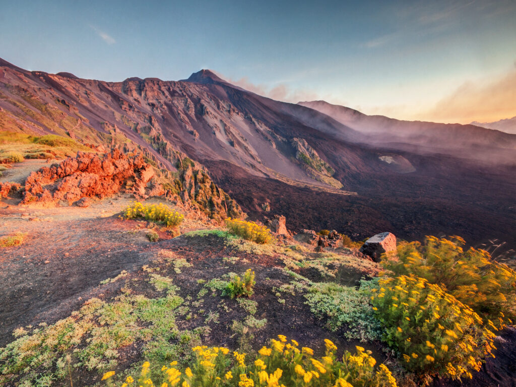 The most active Vulcan in Europe Etna in Sicily