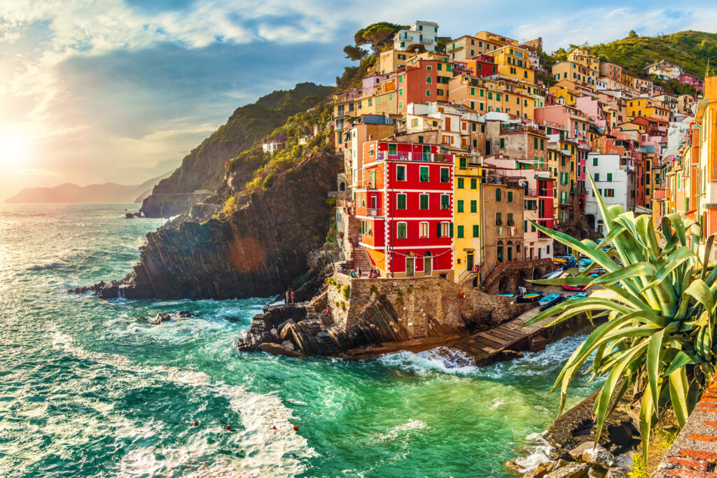 Colorful houses in Riomaggiore in the Cinque Terre in Liguria