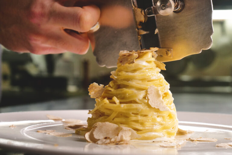 Learn how to prepare this typical Italian egg pasta dish, with fine white truffle grated on top