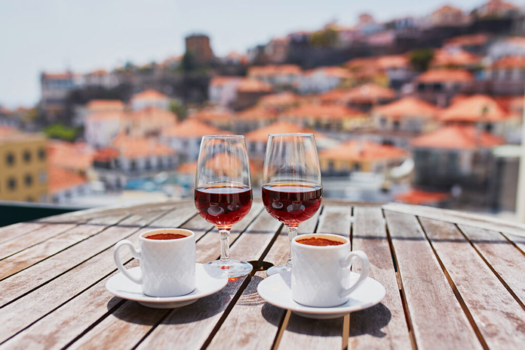 Relaxing atmosphere with a glass of wine and a coffee in Piedmont