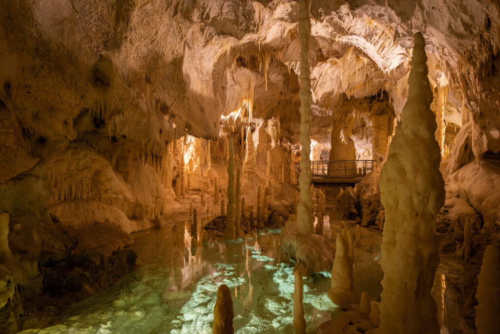 The Frasassi caves, a huge karst cave system in Italy