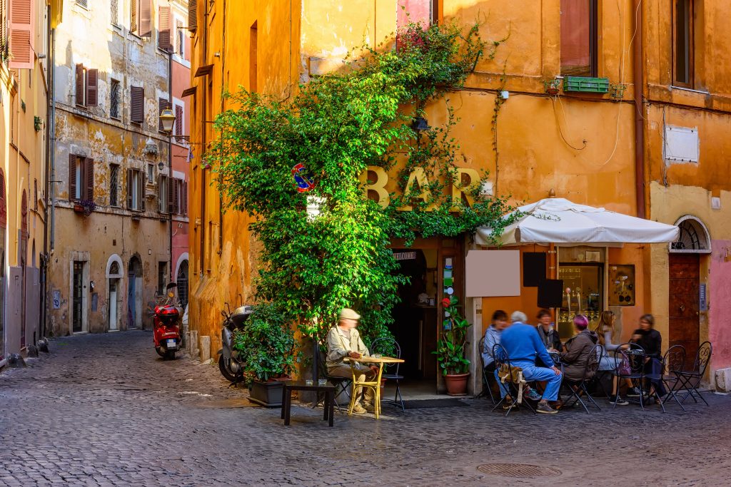 Cozy old street in Trastevere in Rome, Italy