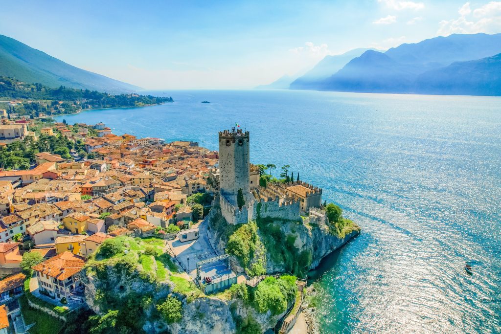 Blick auf die Skaligerburg von Malcesine, Gardasee.